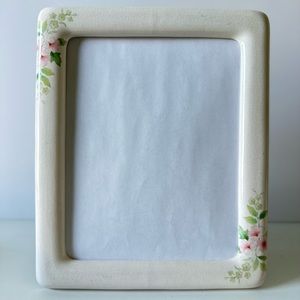 Vintage Ceramic crackle frame with floral accent | floral frame | vintage frame